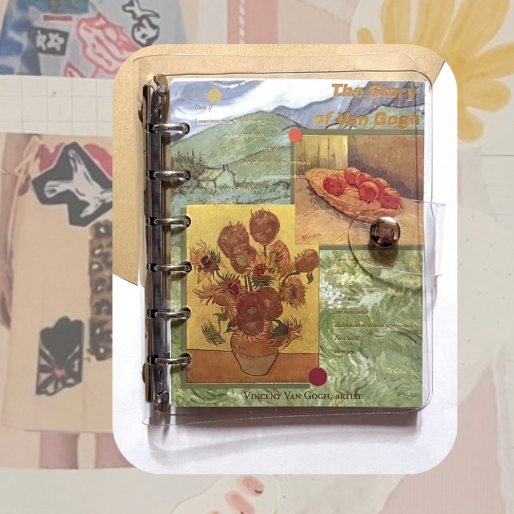 🆕 🎉 Van Gogh A6 A6 binder notebook with cover & refillable graph paper